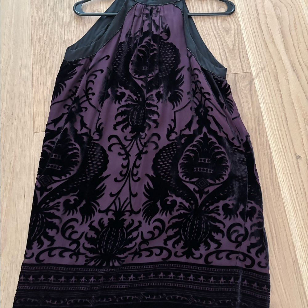Elegant Purple and Black Halter Dress
